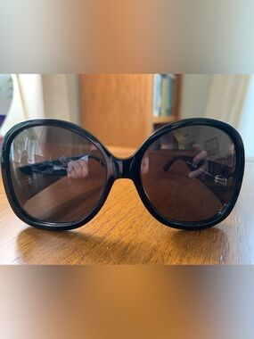 1990s/2000s black acetate oversized Courrèges hyper women’s Sunglasses